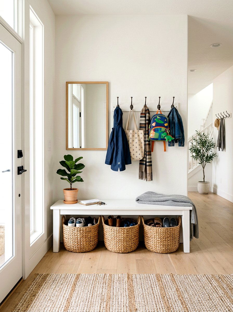 Entryway Bench With Baskets - 30 entry alcove ideas