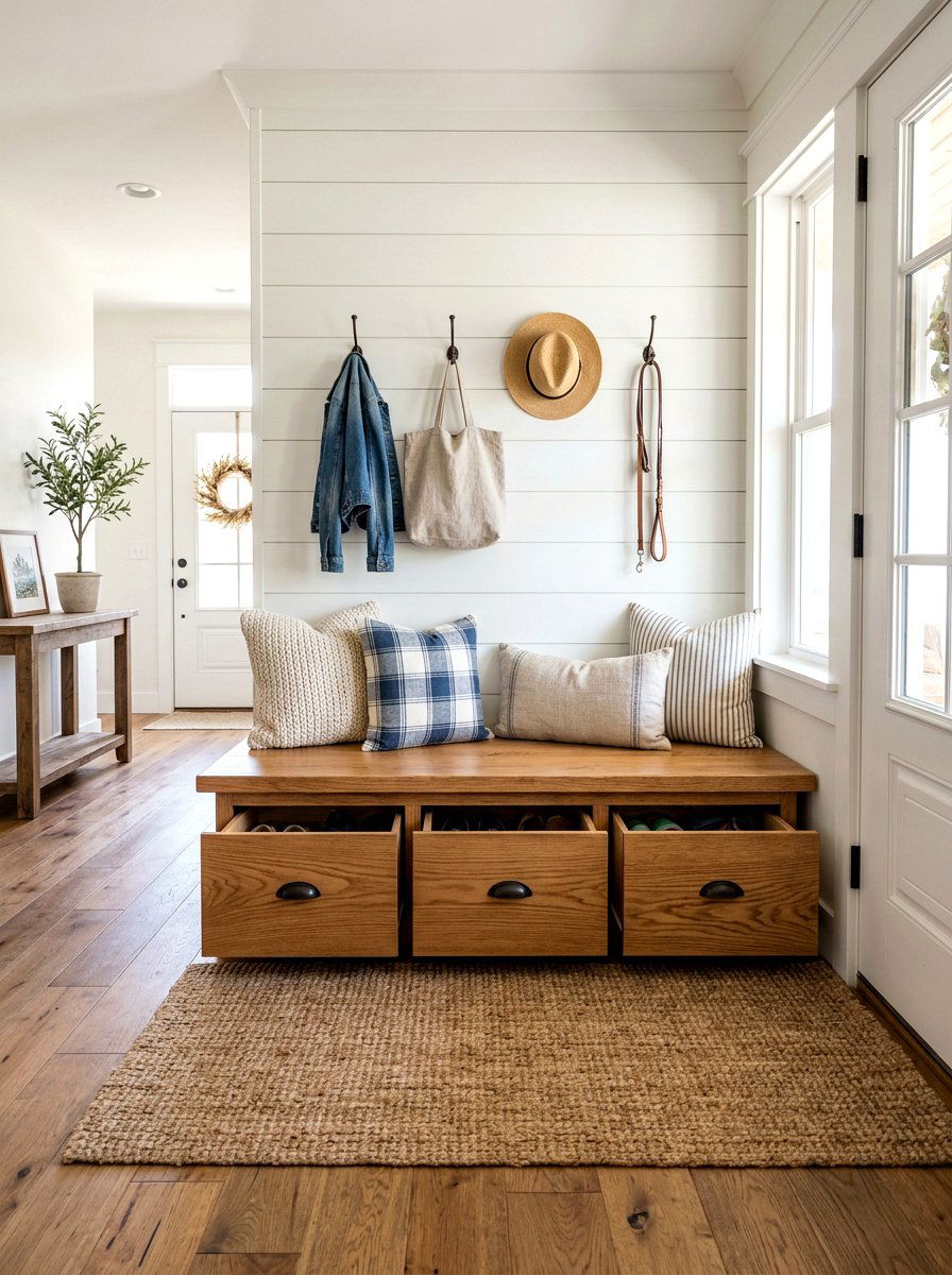 Entryway Bench With Drawers - 30 small entry storage ideas
