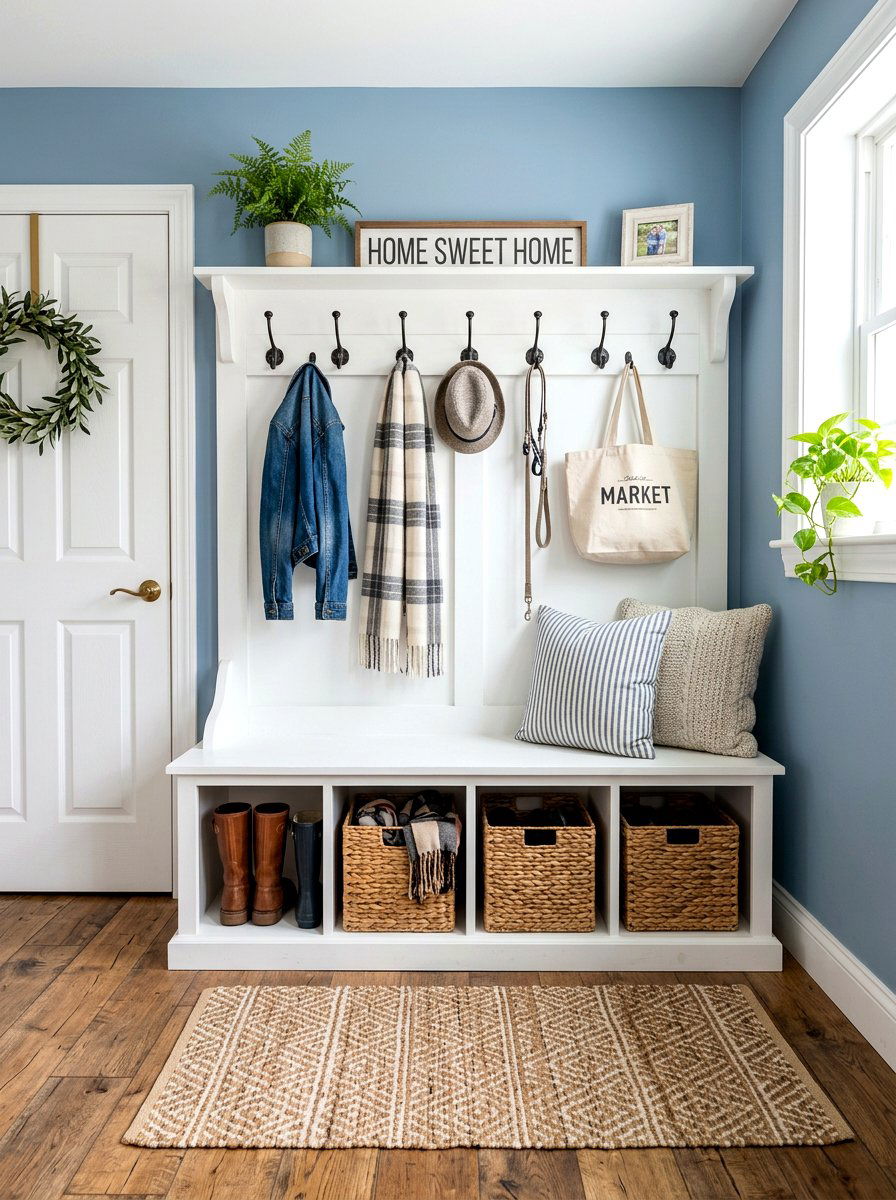 Entryway Bench With Hooks - 30 coat rack ideas