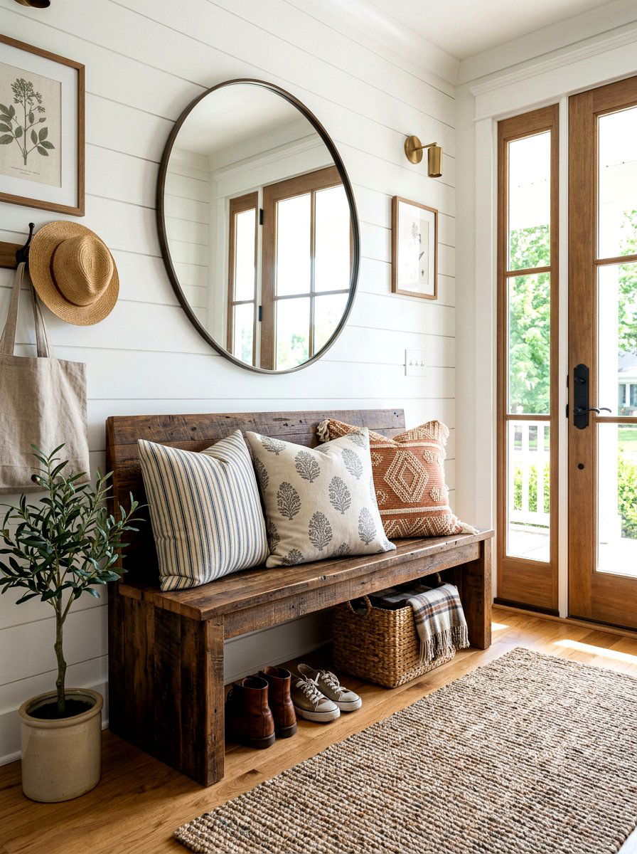 Entryway Bench With Pillows - 30 TikTok entryway ideas