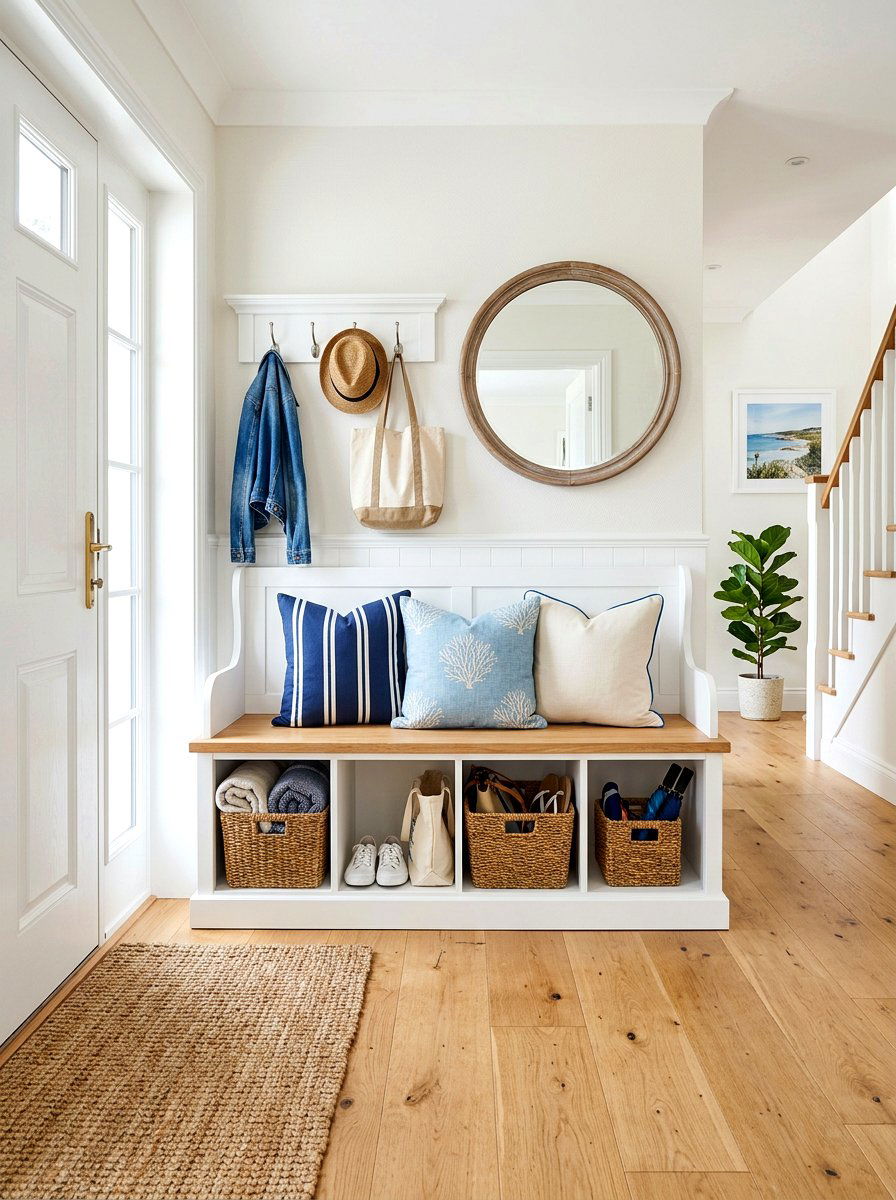 Entryway Bench With Storage - 30 apartment entryway styling ideas