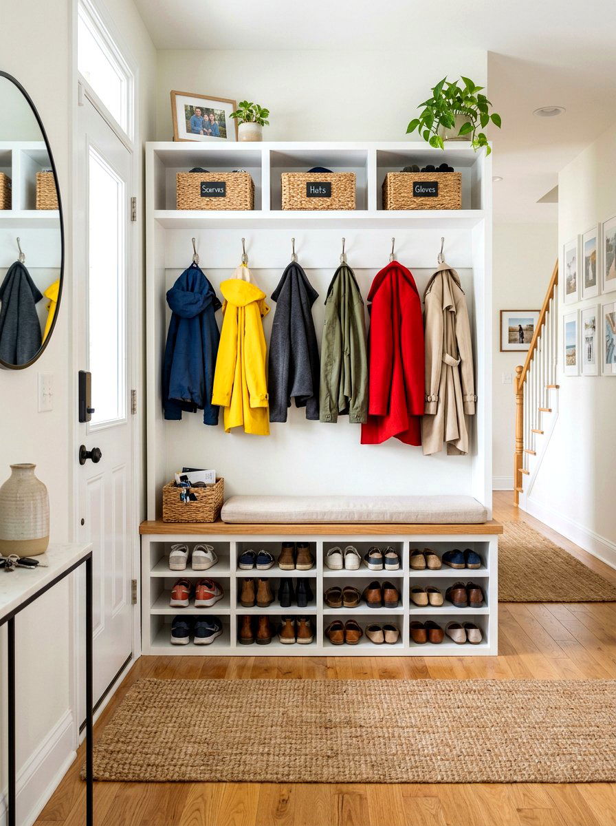 Entryway Bench With Storage Cubbies And Hooks - 30 entry bench and hooks ideas