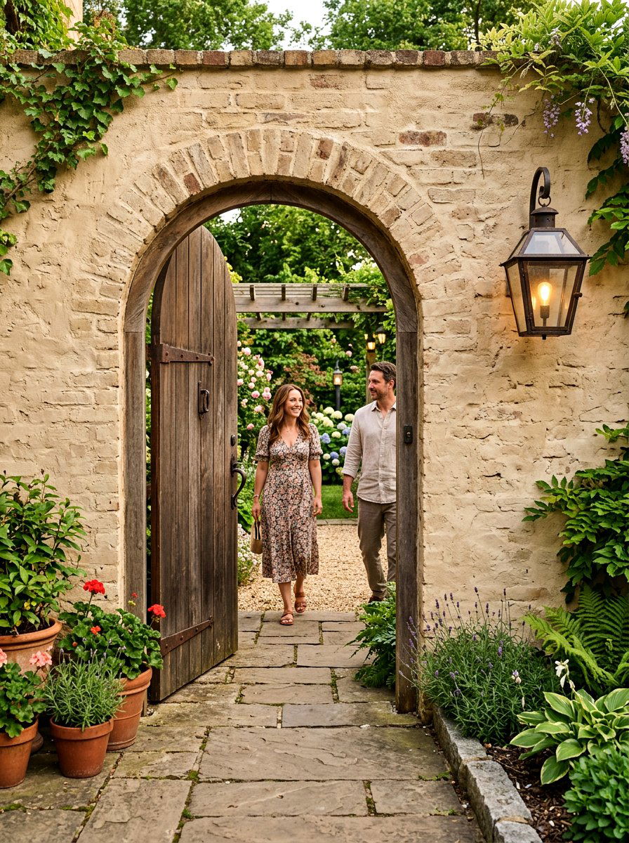 Entryway Brick Limewash Wall - 30 limewashed wall backyard ideas