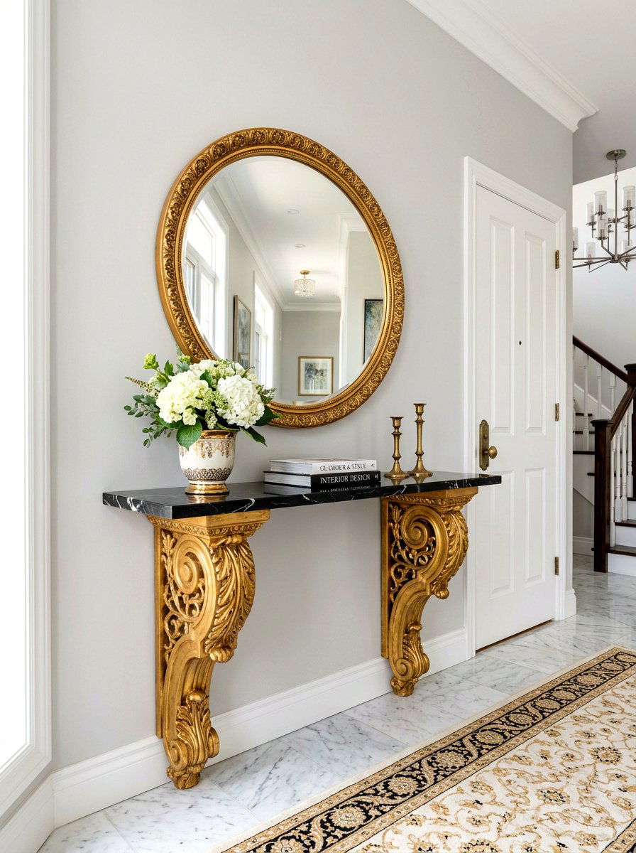 Entryway Console Corbel - 30 decorative corbel ideas