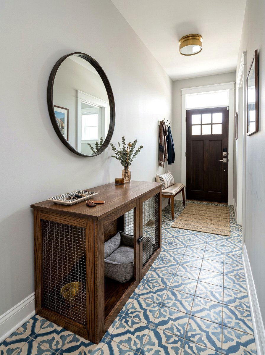 Entryway Console Dog Crate - 30 indoor dog crate ideas