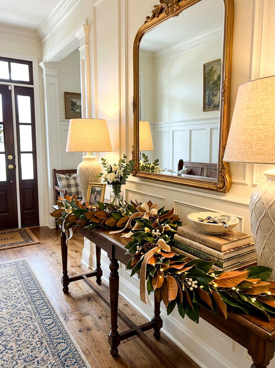 Entryway Console Garland - 30 garland styling ideas