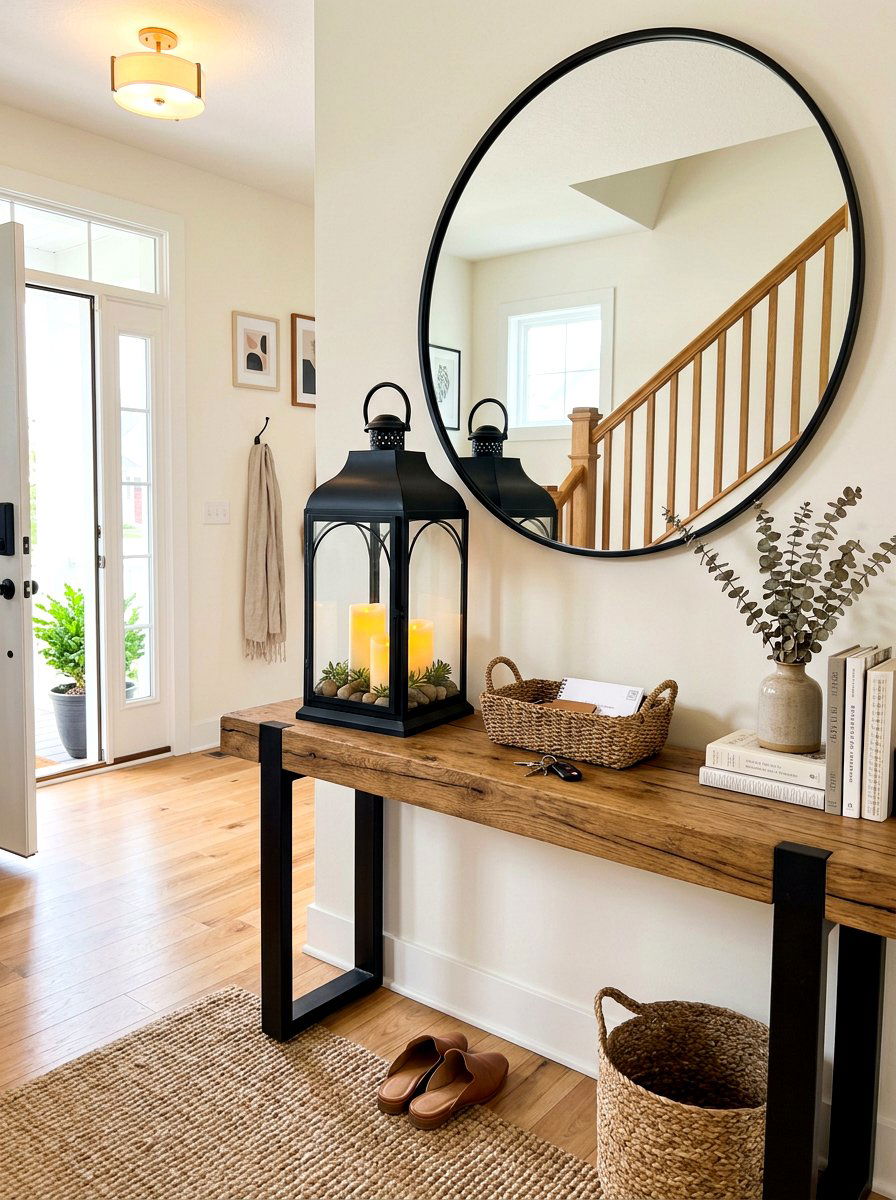Entryway Console Lantern - 30 lantern decor ideas