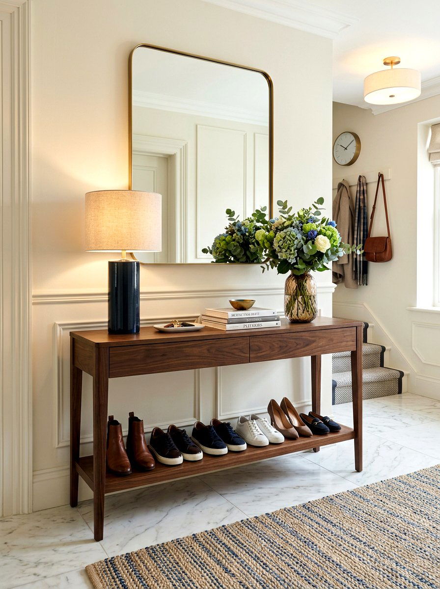 Entryway Console Shoe Storage - 30 shoe storage ideas