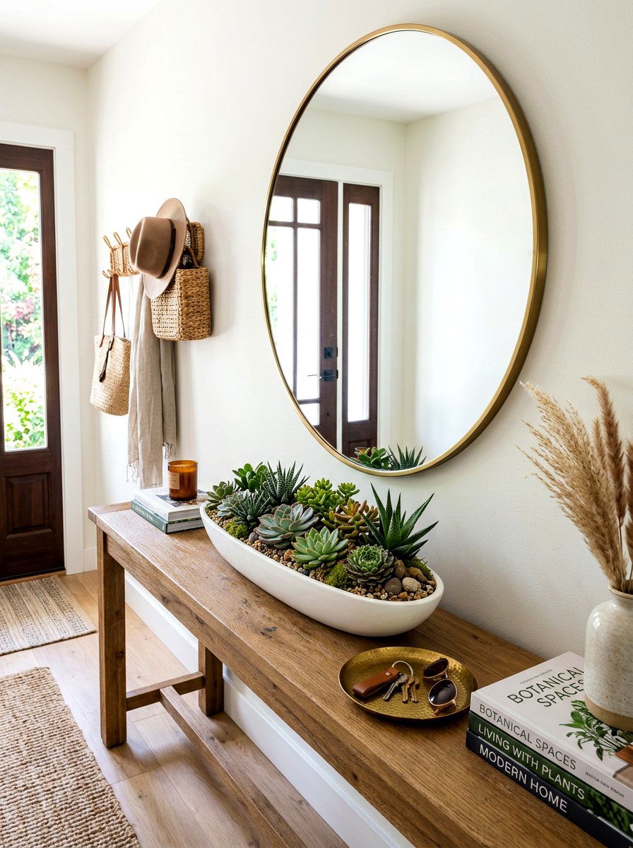 Entryway Console Succulent Decor - 30 indoor succulent garden ideas