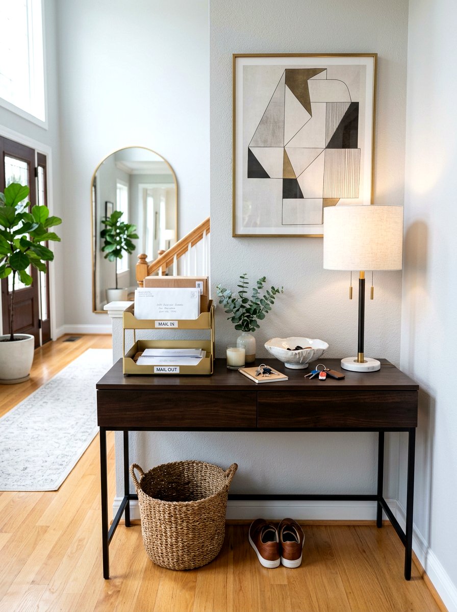 Entryway Console Table Sorter - 30 mail organization ideas