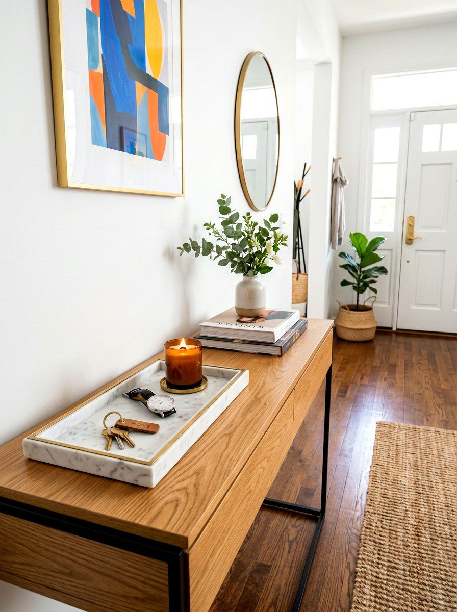 Entryway Console Tray - 30 apartment entryway styling ideas