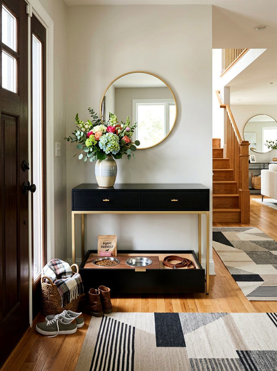 Entryway Console With Dog Drawer - 30 pet feeding drawer ideas aesthetic
