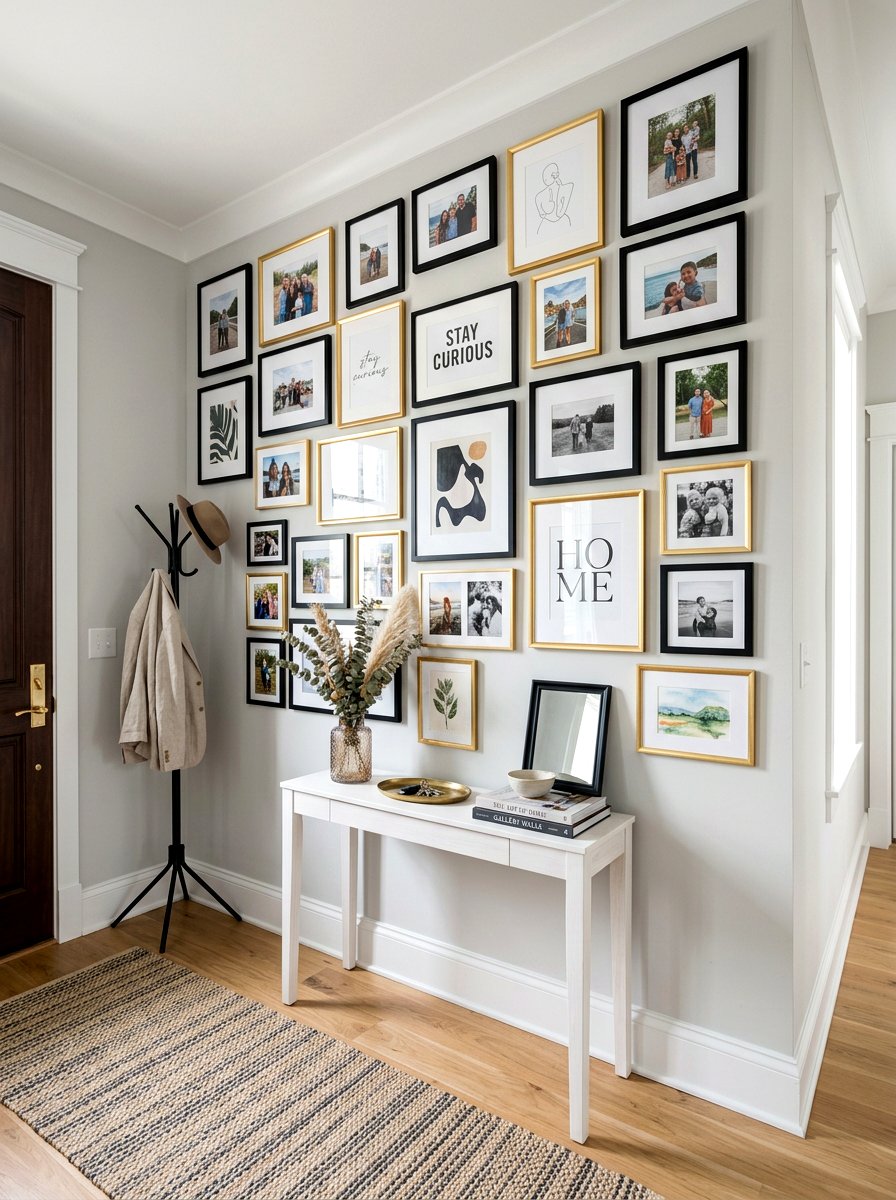 Entryway Gallery Wall - 30 apartment entryway styling ideas