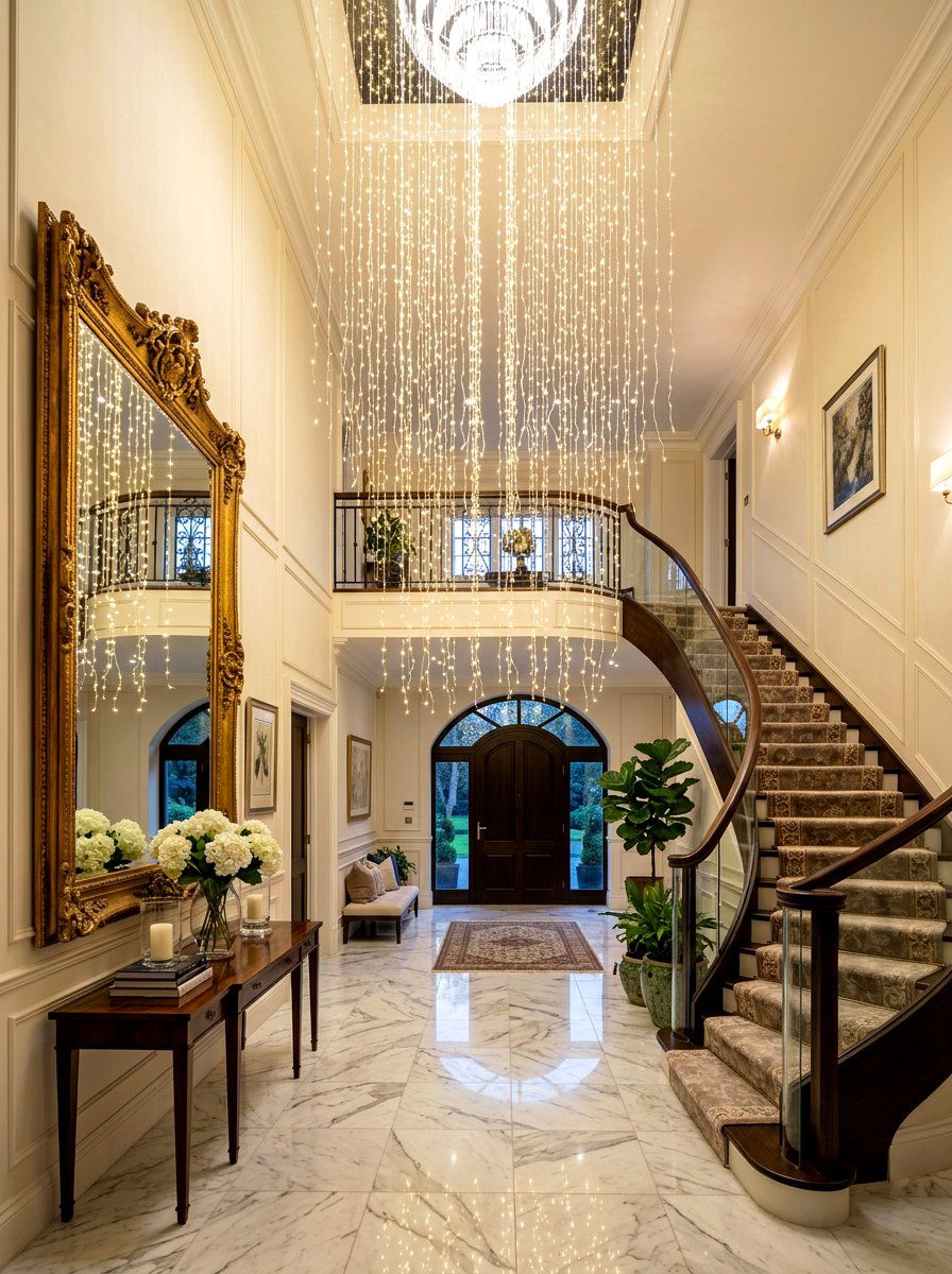 Entryway Hanging Light Display - 30 fairy light canopy ideas