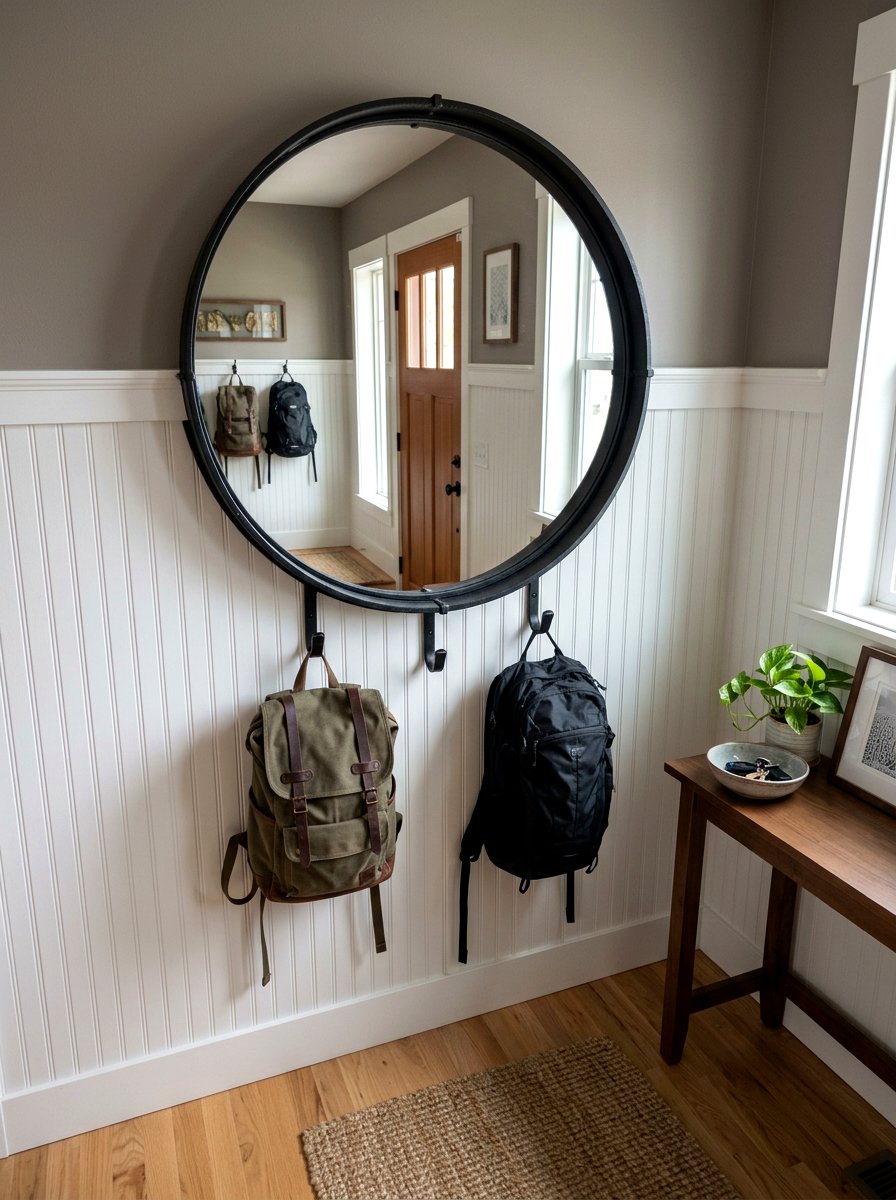 Entryway Mirror Hooks - 30 backpack drop zone ideas