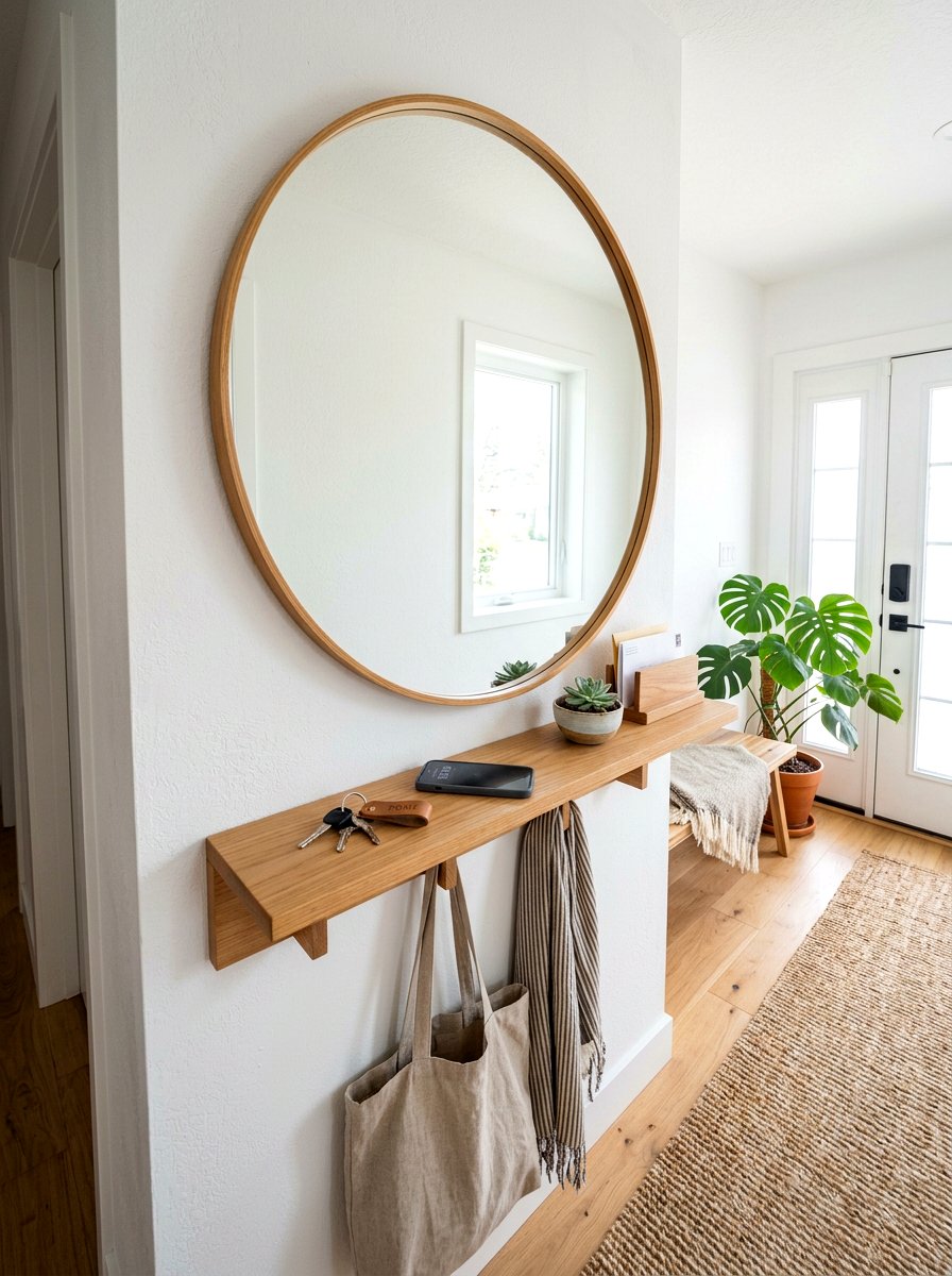 Entryway Mirror With Shelf - 30 small entry storage ideas