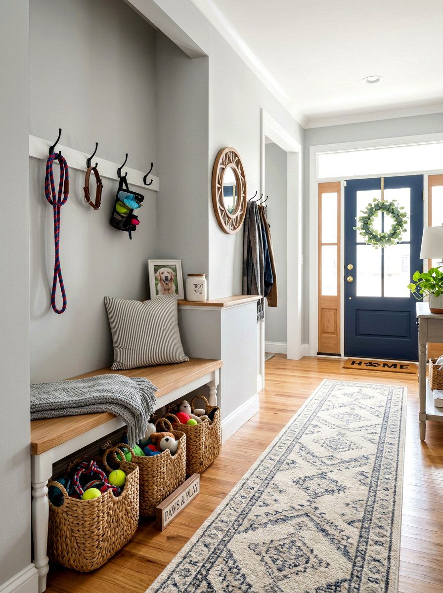 Entryway Pet Toy Nook - 30 pet toy storage ideas
