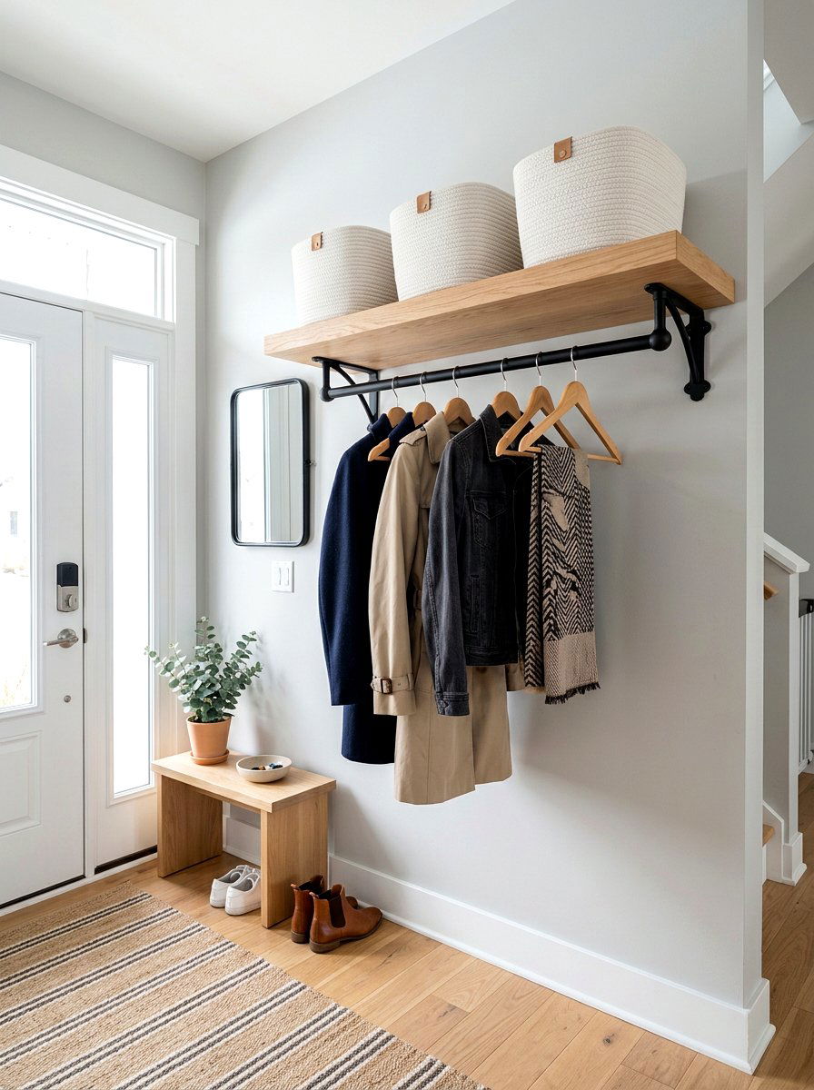 Entryway Shelf With Hanging Rod - 30 wall mounted entry shelf ideas aesthetic