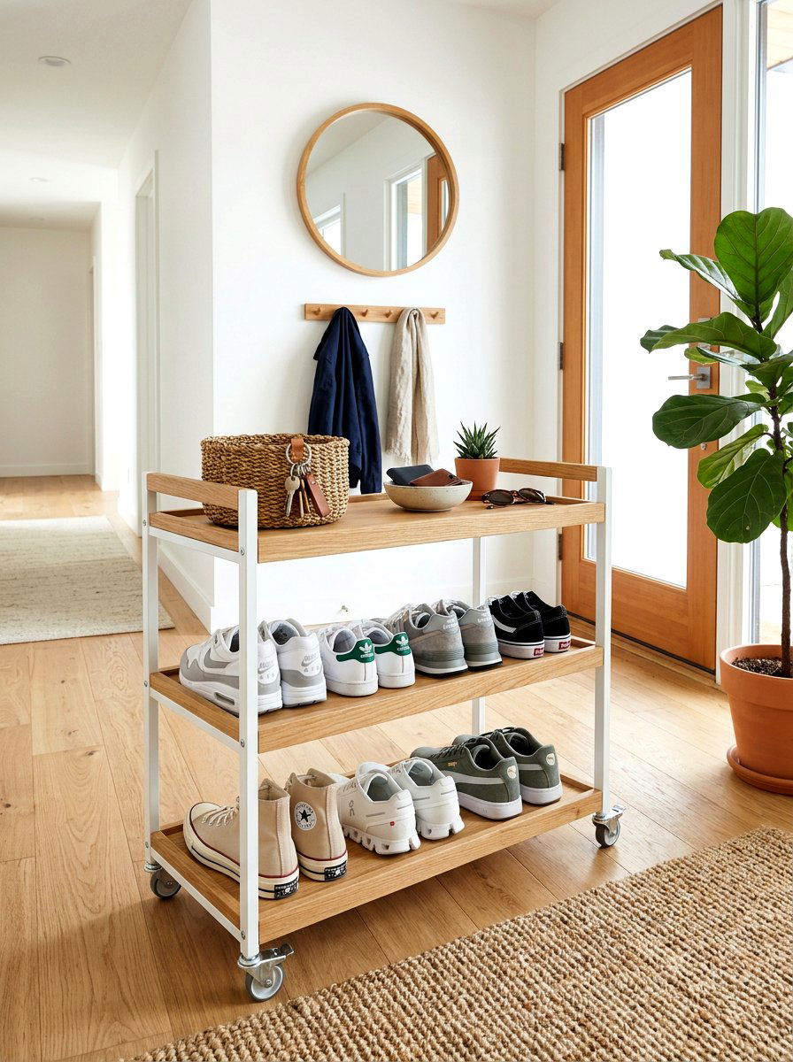 Entryway Shoe Rolling Cart - 30 rolling cart storage ideas