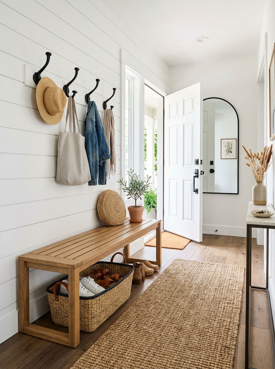 Entryway Shoe Storage Basket - 30 woven basket decor ideas
