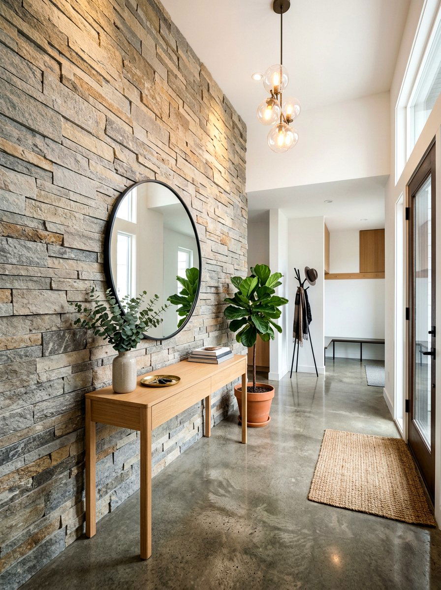 Entryway Stone Accent Wall - 30 stone accent wall ideas