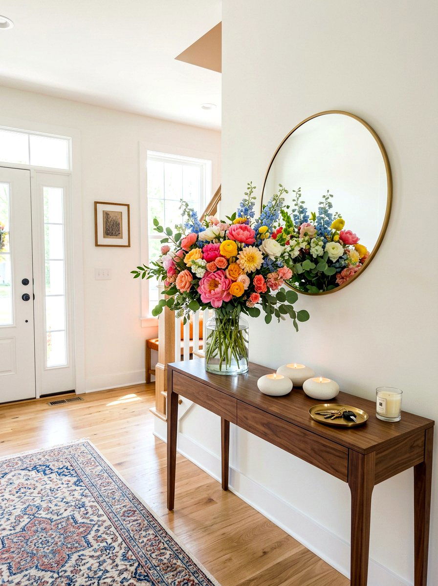Entryway Table Floral Arrangement - 30 layered entry table ideas