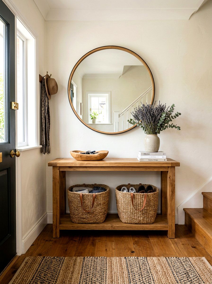Entryway Table With Baskets - 30 layered entry table ideas
