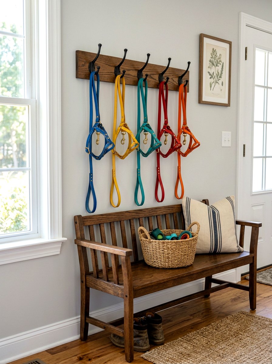 Entryway Wall Mounted Leash Hook - 30 organizing pet supplies ideas