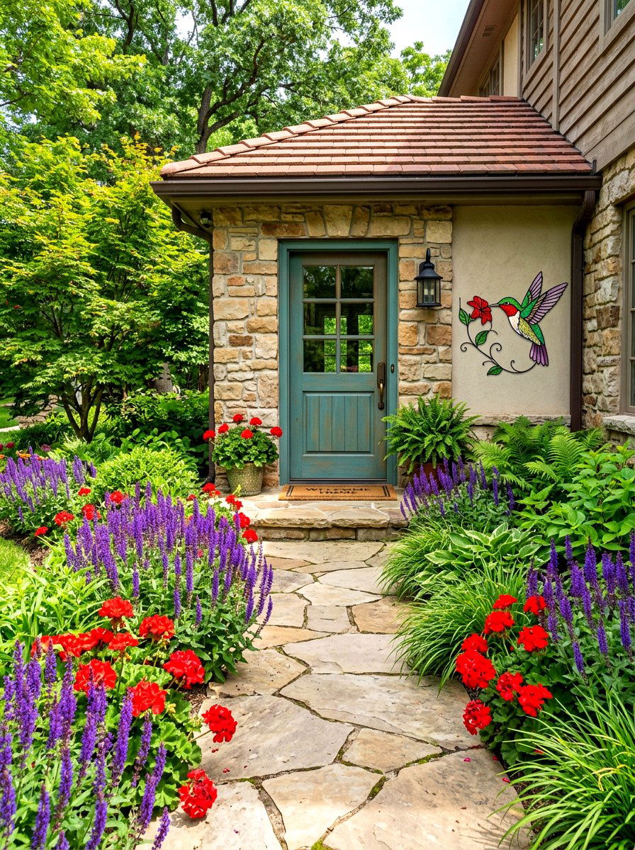 Entryway Welcome Garden - 30 hummingbird border ideas