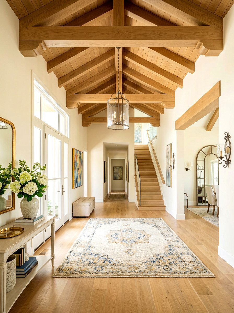 Entryway Wood Beams - 30 rustic beam ceiling ideas