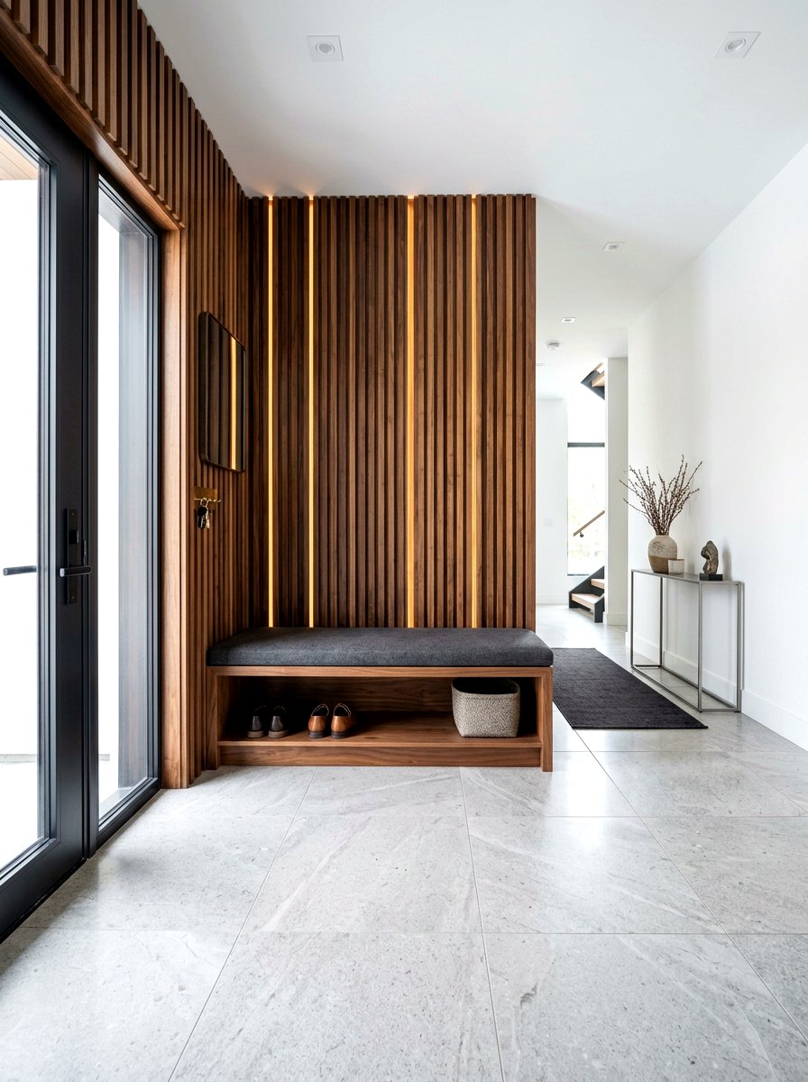 Entryway Wood Slat Wall - 30 luxury entryway styling ideas