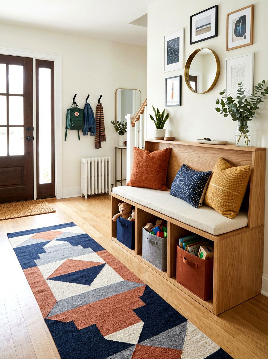 Entryway bench with toy storage - 30 pet toy basket ideas