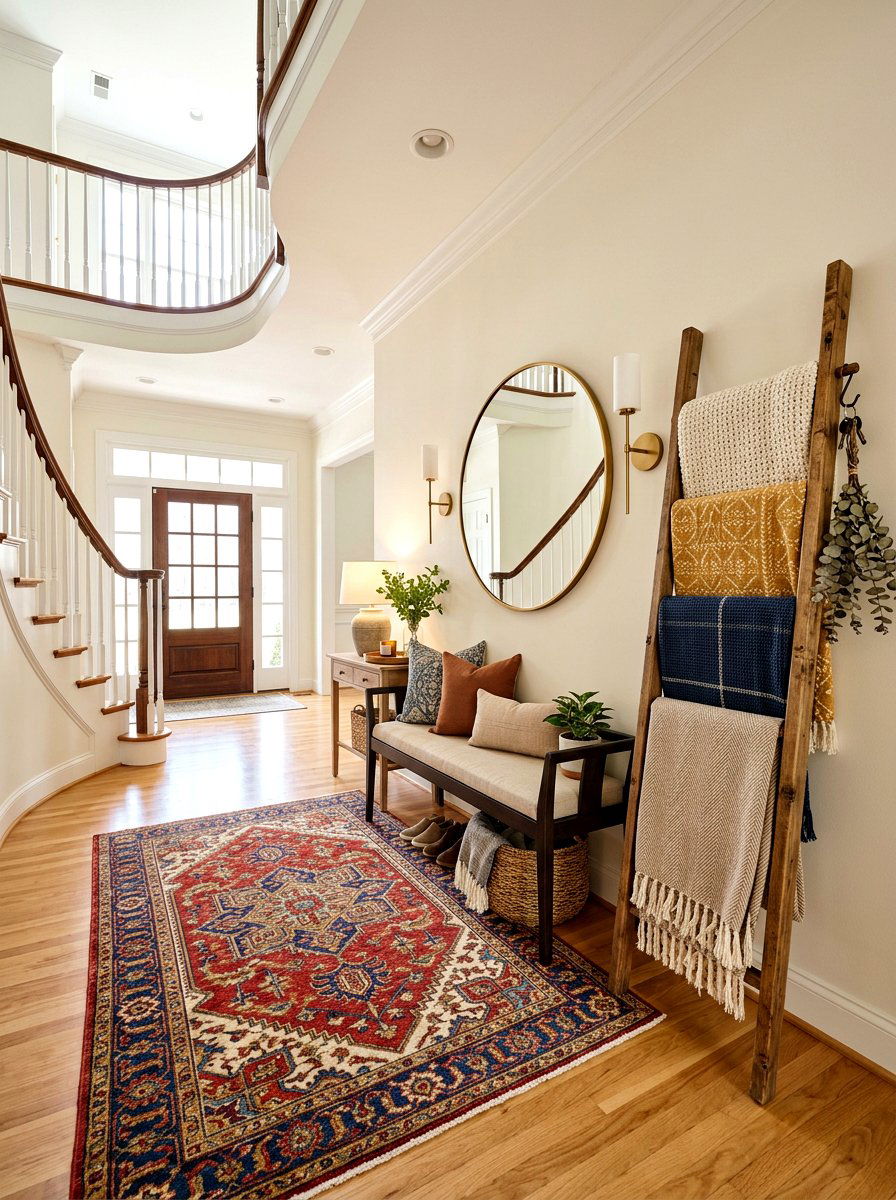 Entryway blanket ladder - 30 corner ladder blanket ideas