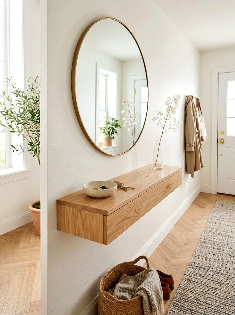 Entryway console shelf - 30 minimalist shelf styling ideas