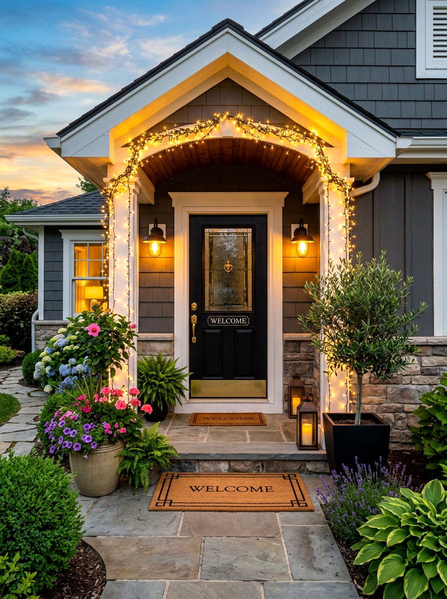 Entryway door lighting - 30 string light ideas