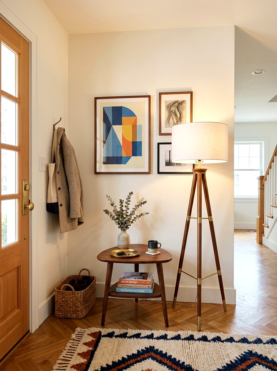 Entryway floor lamp - 30 renter friendly entryway ideas