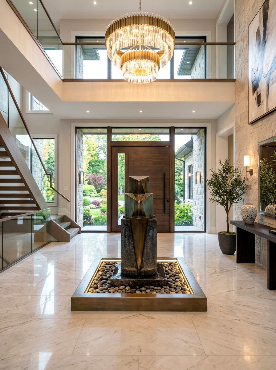 Entryway focal point fountain - 30 indoor fountain decor ideas