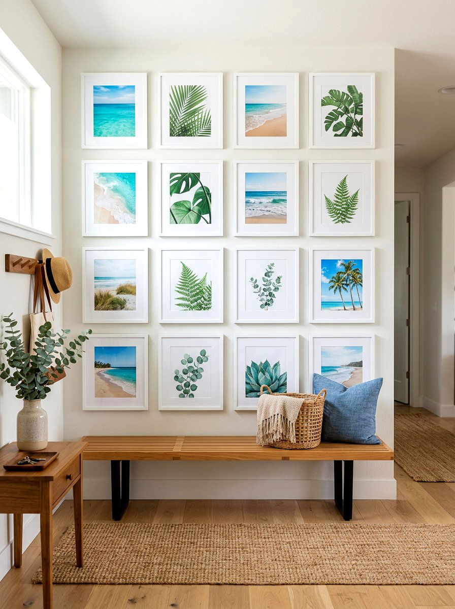 Entryway gallery wall - 30 summer foyer decor ideas
