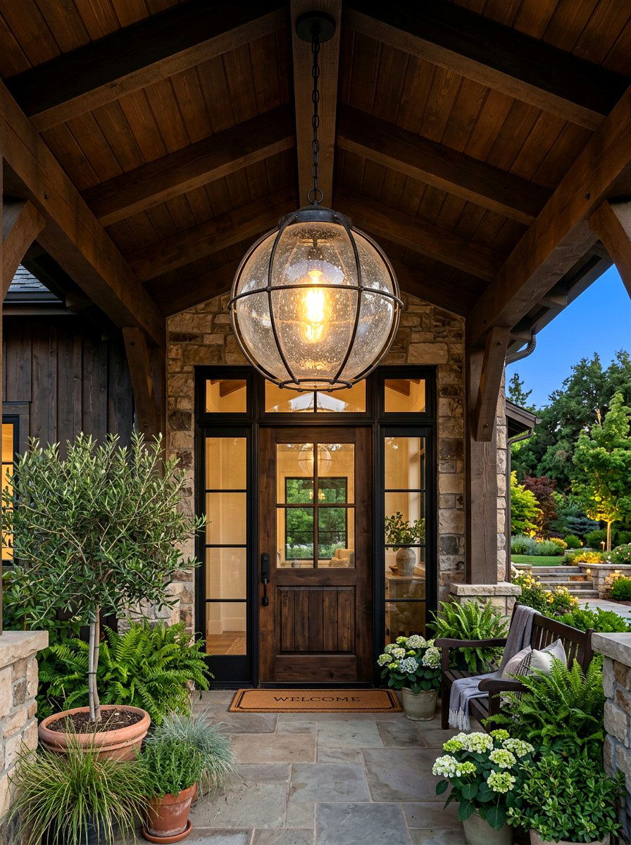 Entryway industrial seeded glass globe - 30 globe pendant ideas