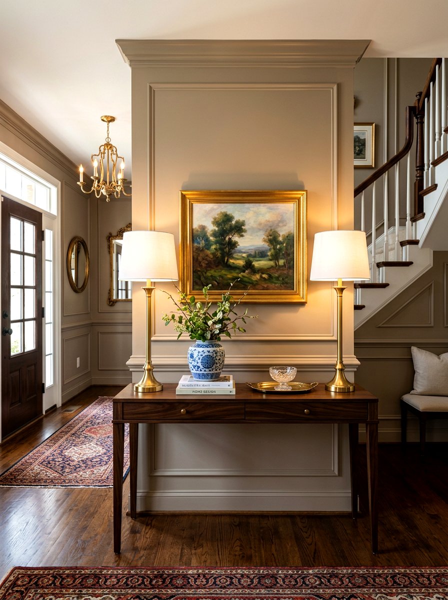 Entryway lamp styling - 30 hallway console styling ideas