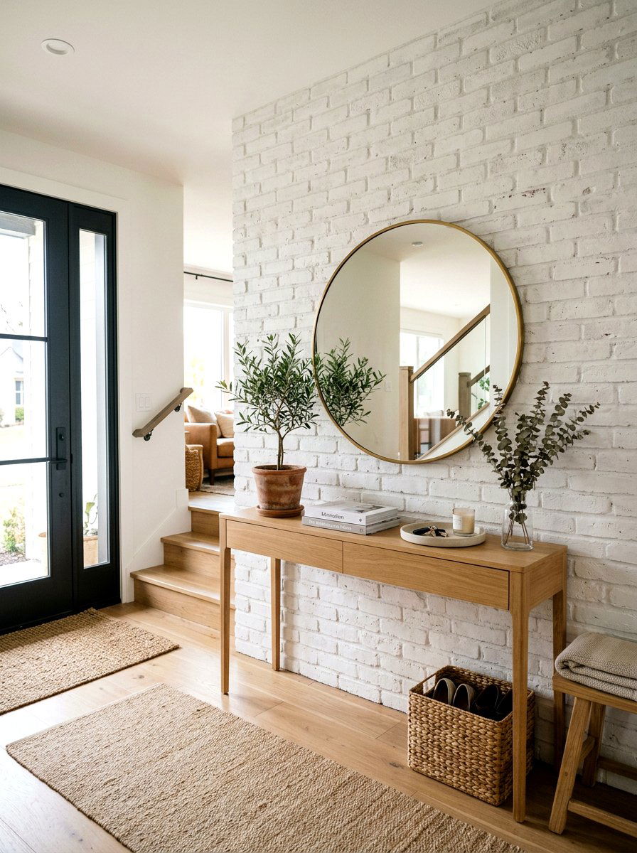 Entryway limewash brick texture - 30 limewashed brick wall ideas