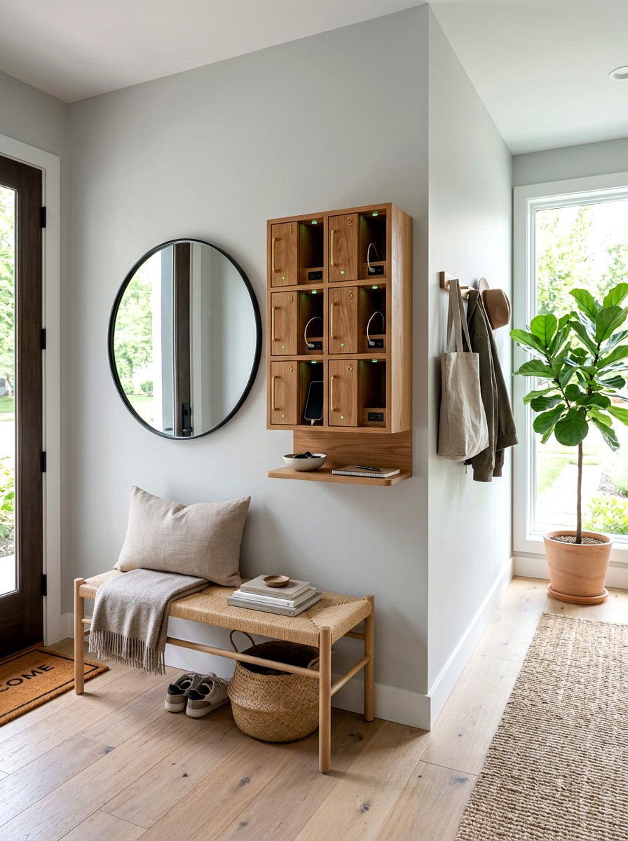 Entryway phone charging station - 30 friction maxxing home ideas