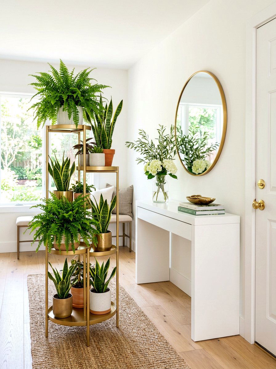 Entryway plant stand - 30 entryway makeover ideas