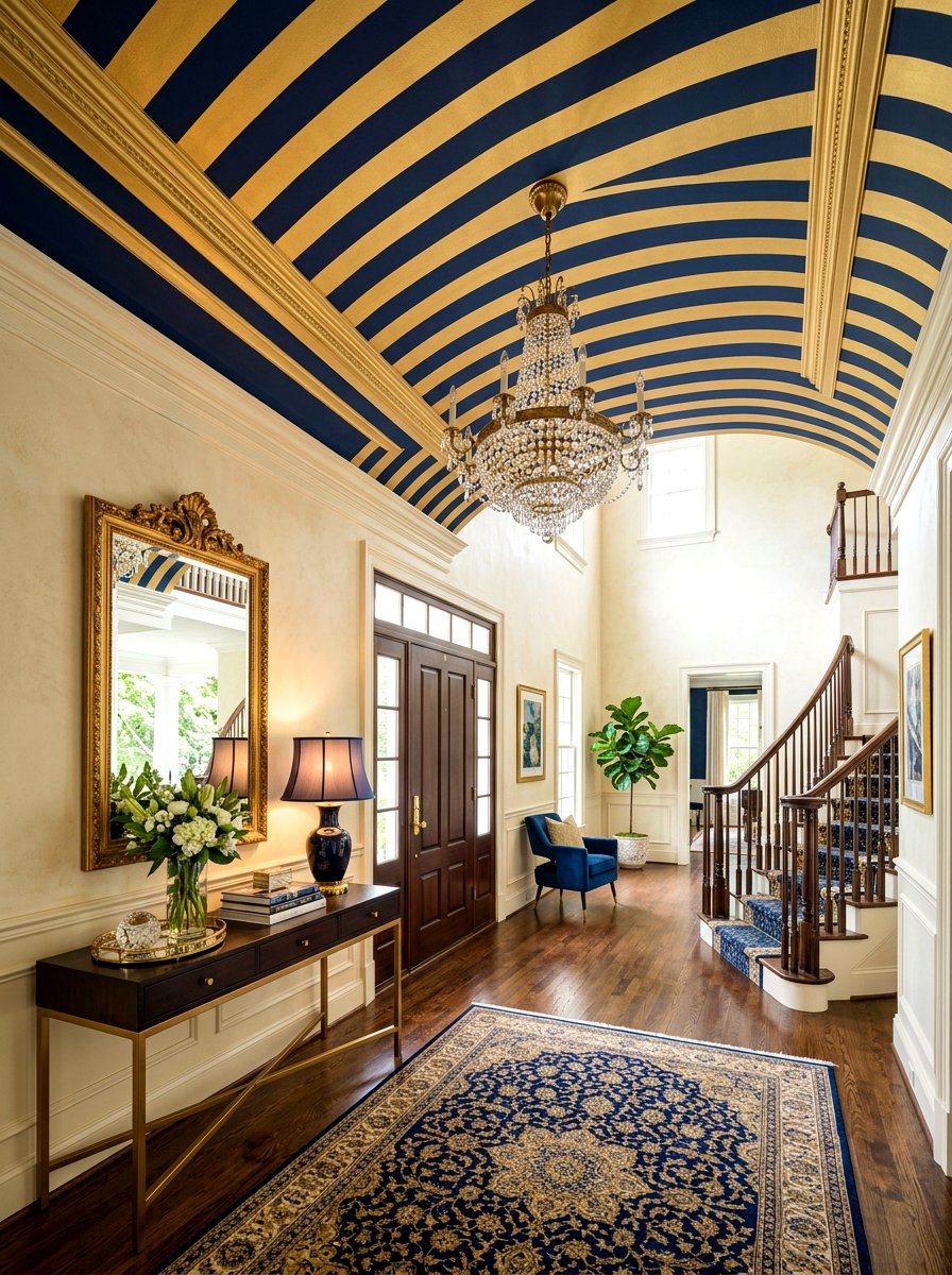 Entryway striped ceiling - 30 striped ceiling ideas