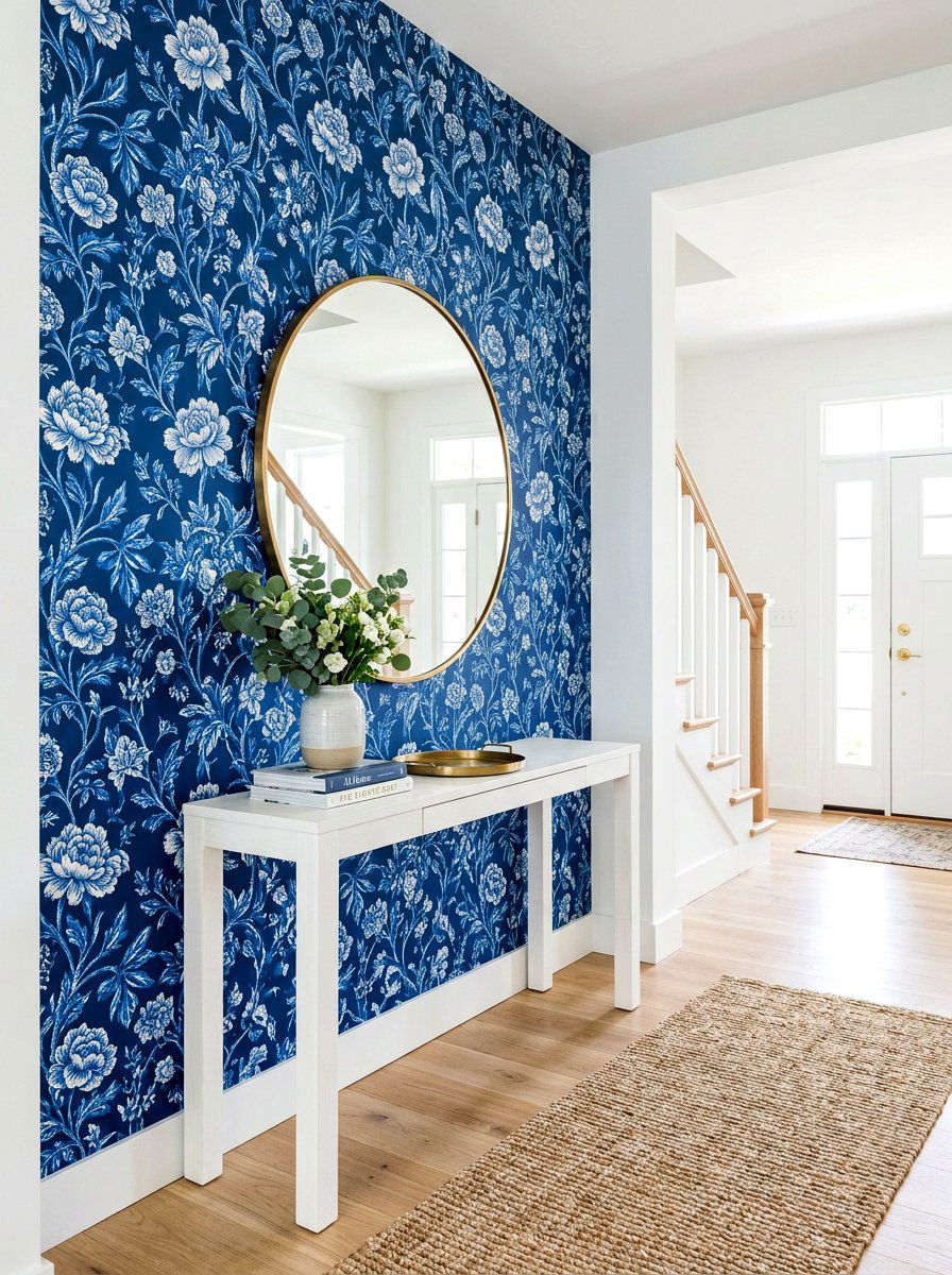 Entryway wallpaper accent wall - 30 entryway decor ideas