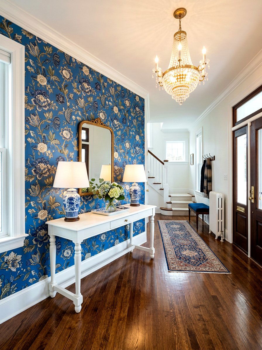 Entryway wallpaper accent wall - 30 entryway makeover ideas