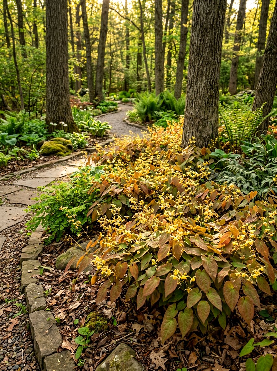 Epimedium Shade Groundcover - 30 woodland shade garden ideas