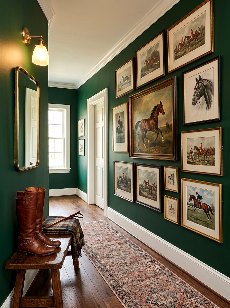 Equestrian Style Gallery Wall - 30 southern prep decor ideas