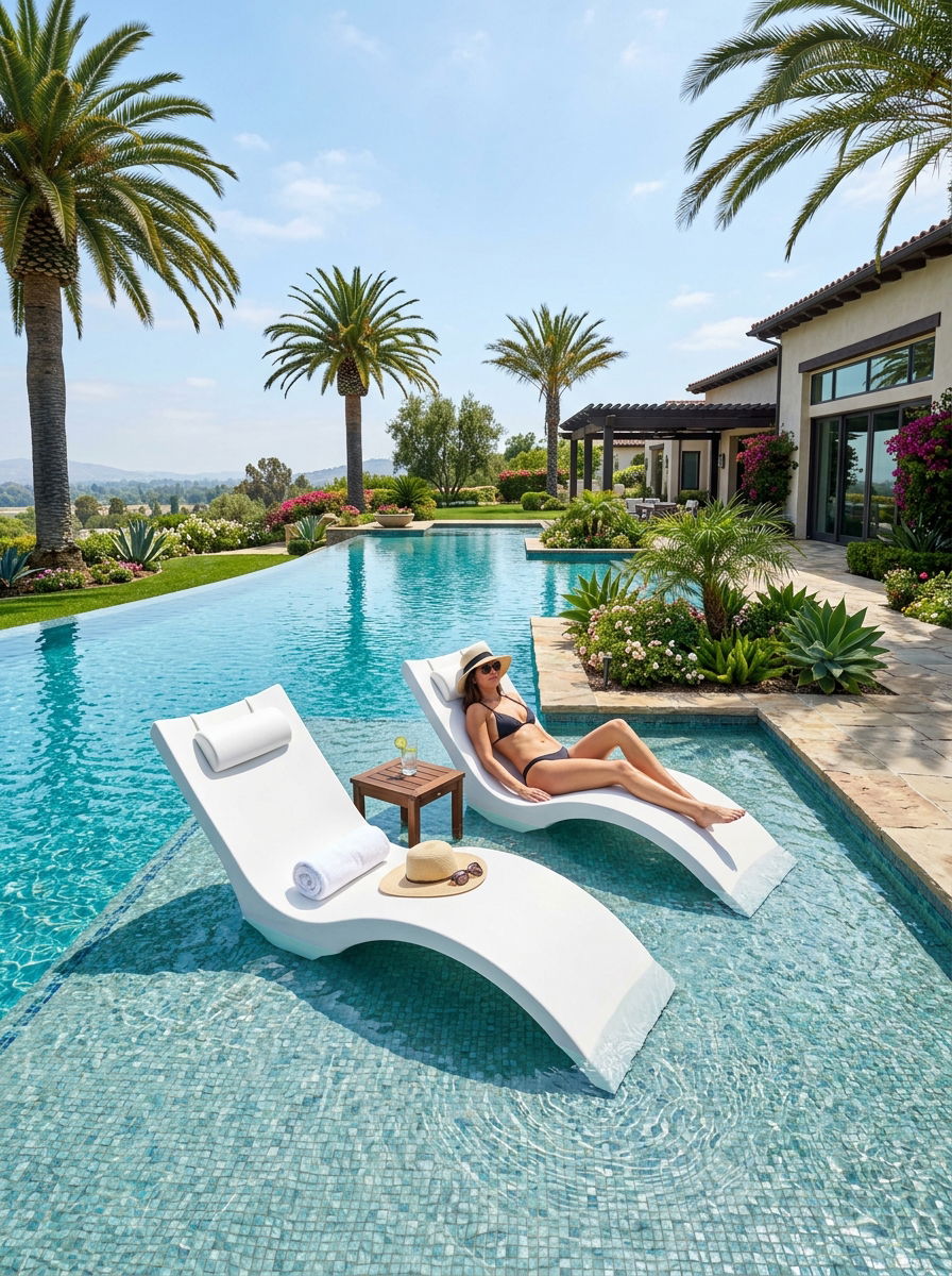 Ergonomic Lounger Tanning Shelf Design - 30 pool ledge lounger ideas