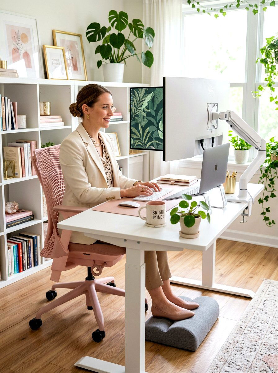 Ergonomic Setup Office - 30 feminine office ideas